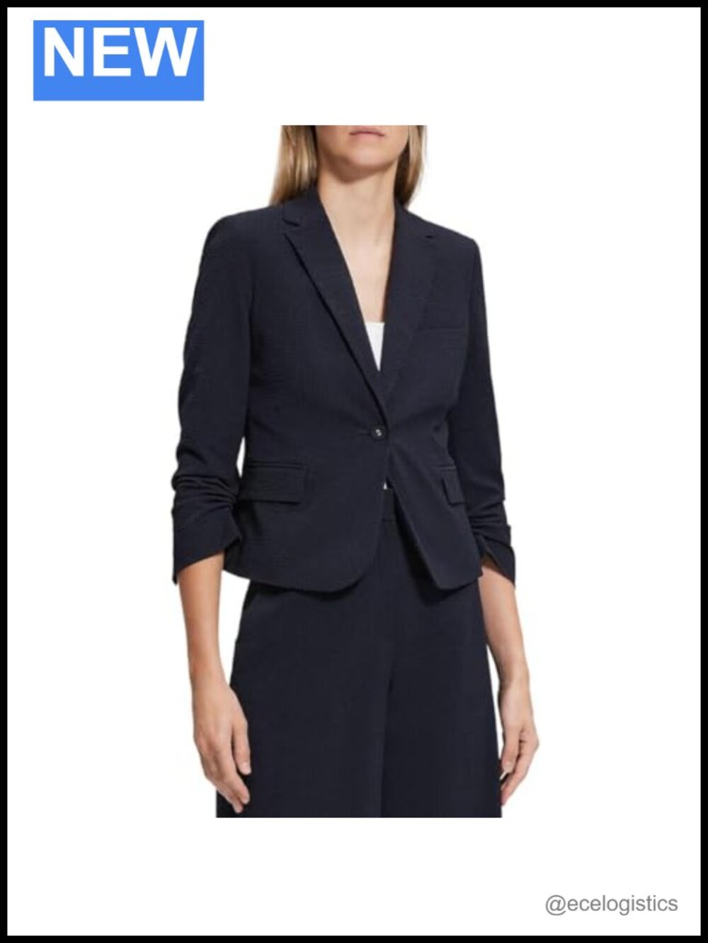 Fully Lined One-Button Slim Fit Cotton Blend Shrunken Blazer